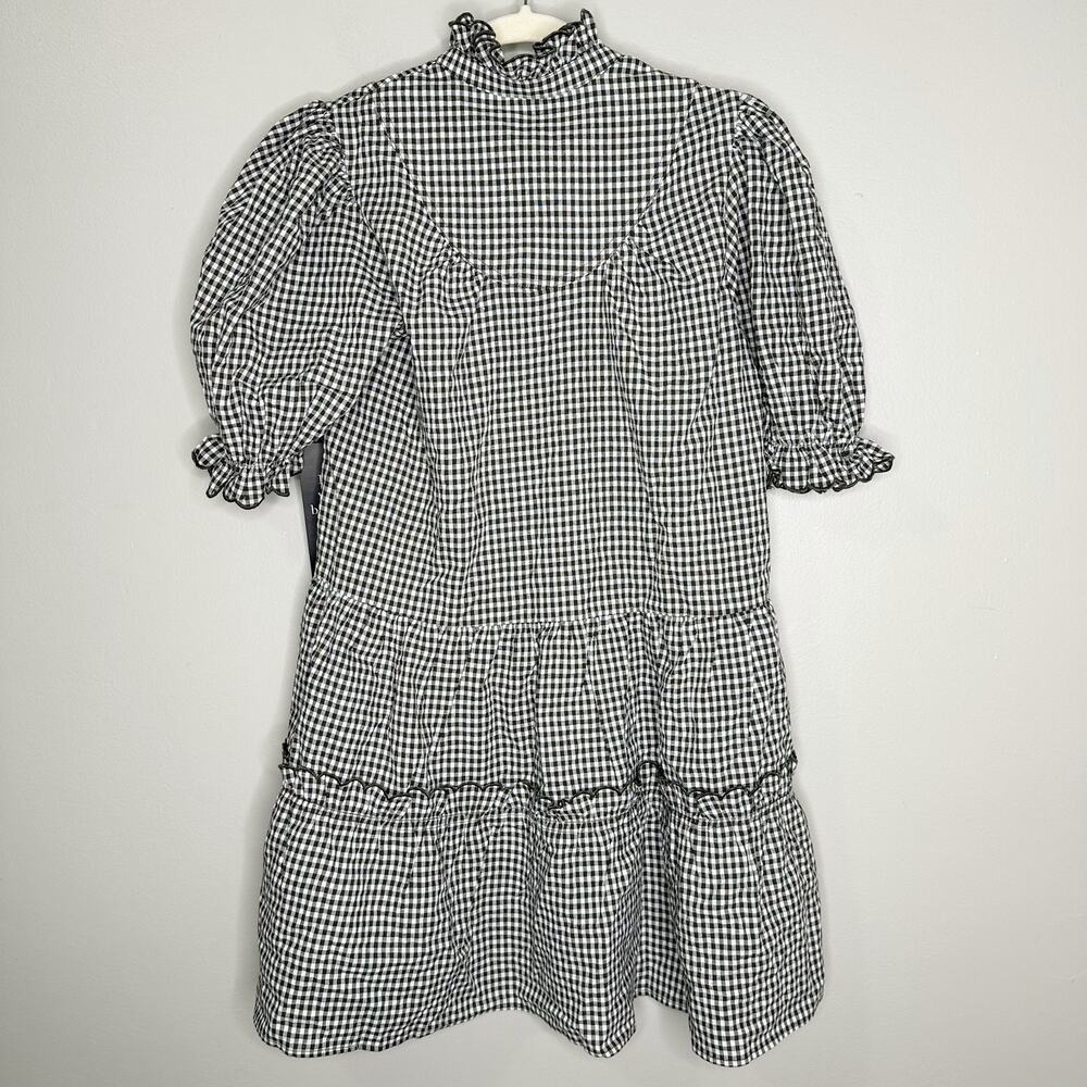 Tuckernuck Pomander Place Green Gingham Linen Puff Sleeve Mini Dress XS NEW - Picture 3 of 8